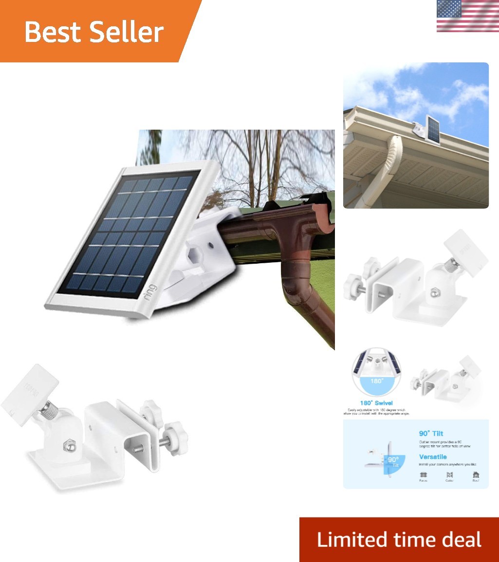 Weatherproof Gutter Mount for Ring Solar Panels – Adjustable Aluminum Bracket