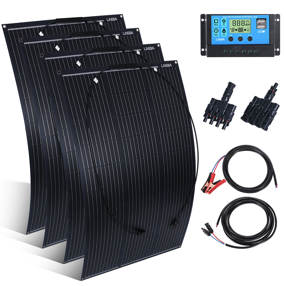 200W 400W Watt Mono Solar Panel Kit 12V Battery Charger RV Home Off-Grid Boat