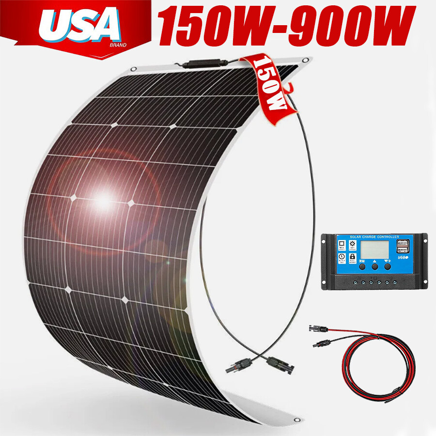 150w 900w 12v Mono Semi-Flexible Solar Panel Kit for RV/Car Battery/Home Camping
