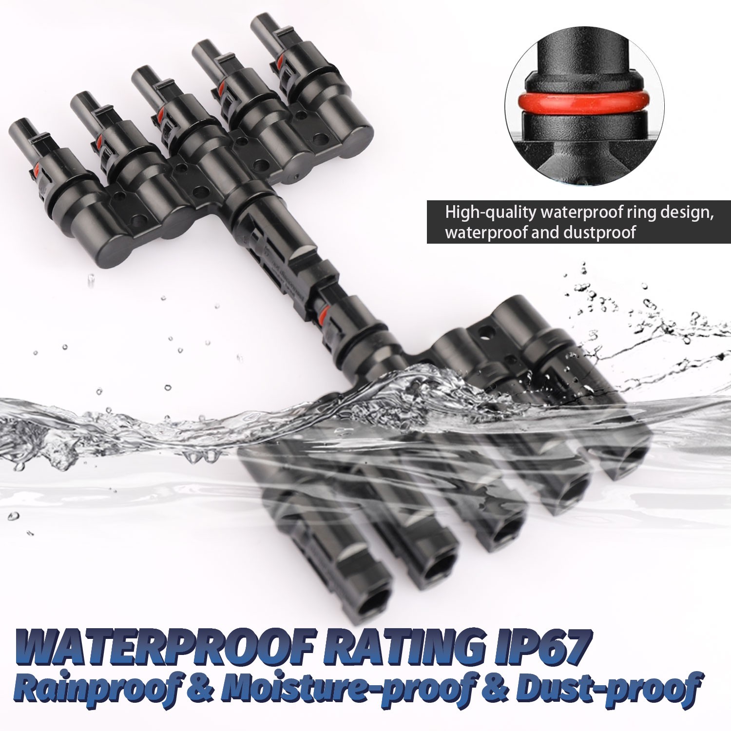 1 Pair 5 to 1 Solar Y Branch 5 Way Solar Panel Parallel Connectors Solar Adapter