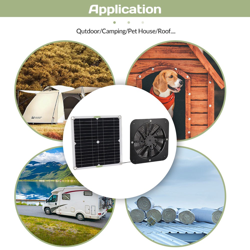 100W Solar Powered Exhaust Fan Ventilation Kit for Chicken Coop IP68 Waterproof
