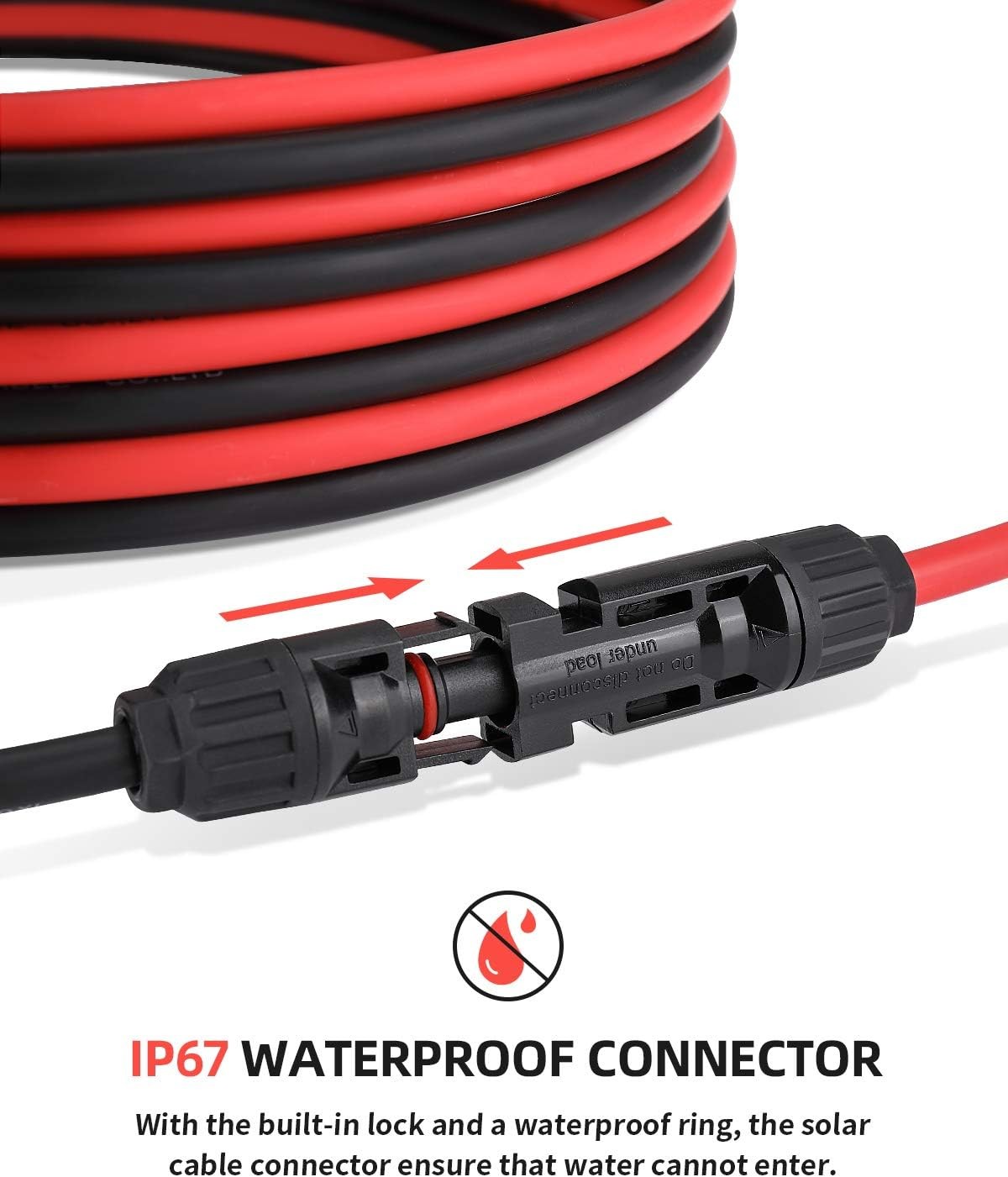 BougeRV 100Feet 10AWG Solar Extension Cable with Female and Male Connector with