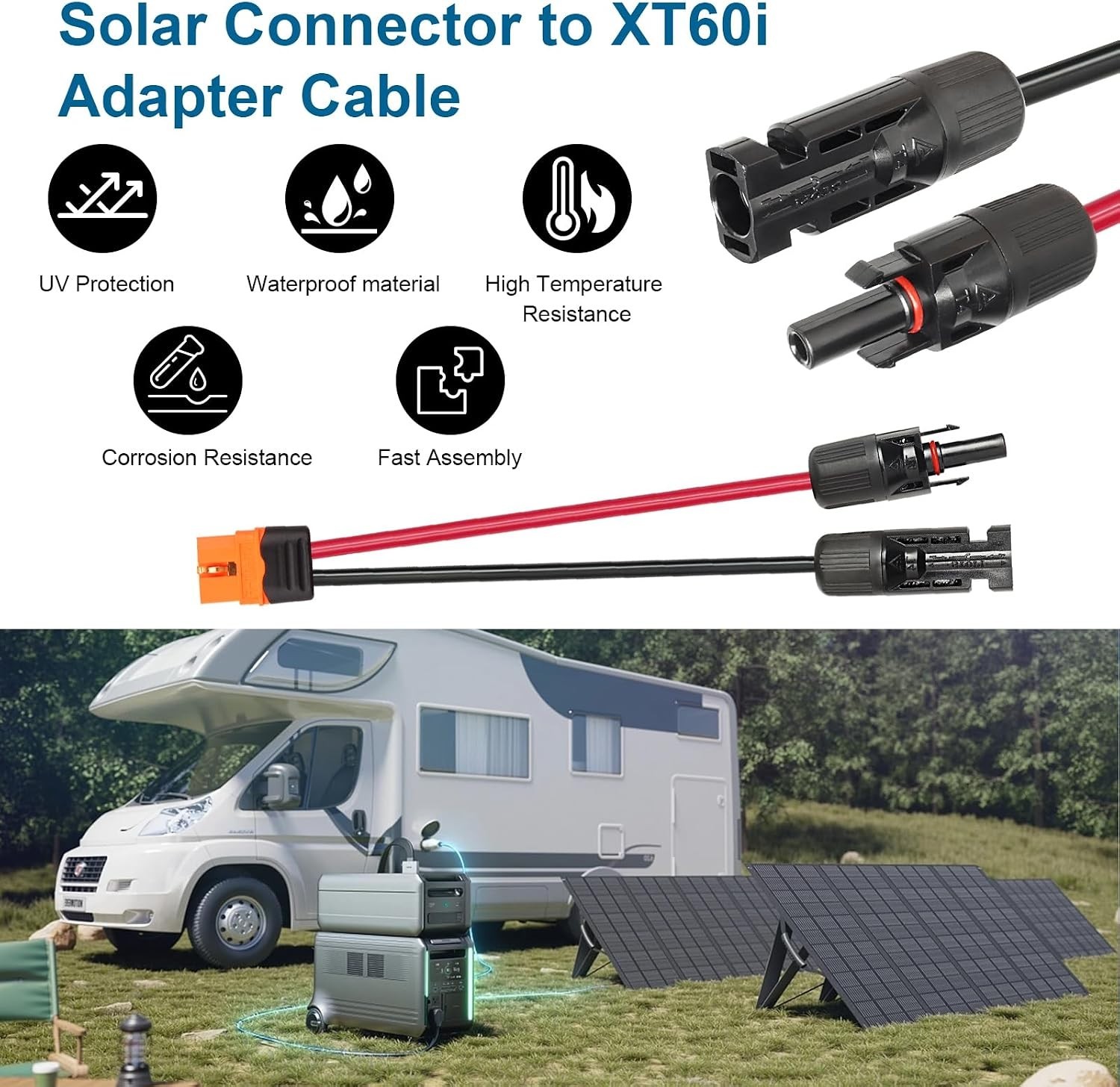 Solar to XT60i Cable 10AWG 50FT – High Quality & Low Loss