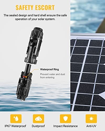 44PCS Solar Panel Connectors Set – Waterproof IP67, 22 Pairs Male/Female, 10AWG