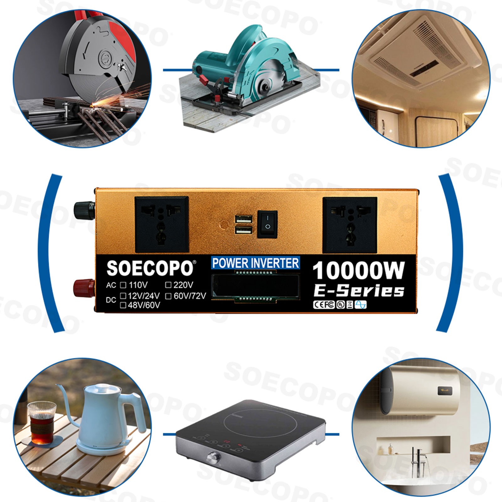 SOECOPO off grid portable 10000W Peak Solar Kit 2pcs Flexible Panel Controller