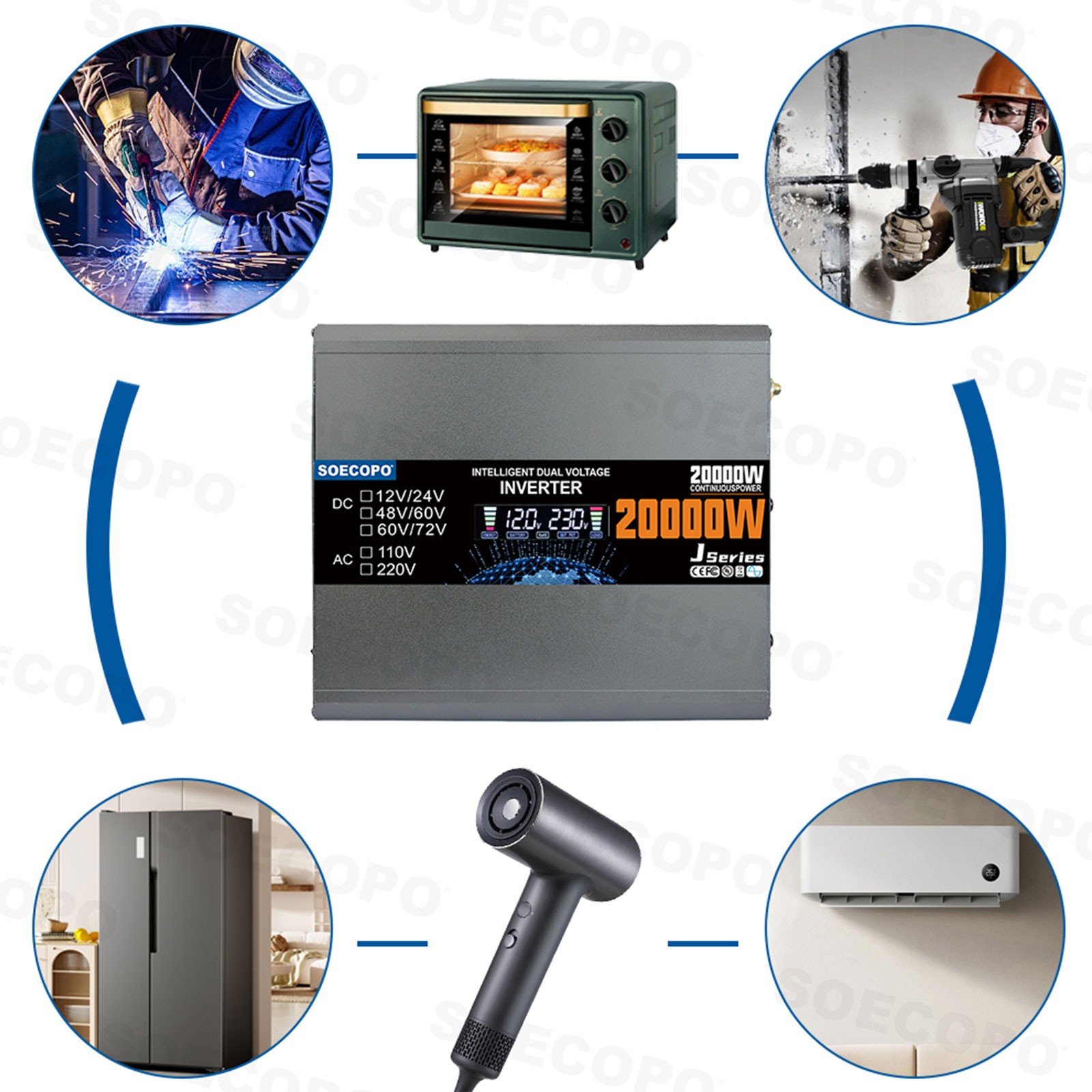 20000W Peak Solar System Kit Panel 12V/24V To 110V/220V Inverter