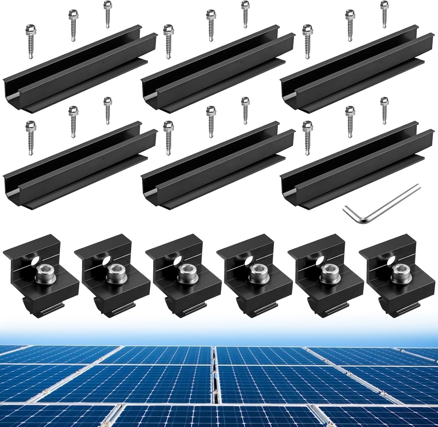 Solar Panel Bracket Kit – 6 Pcs Aluminum Mounts for Metal & Flat Roofs
