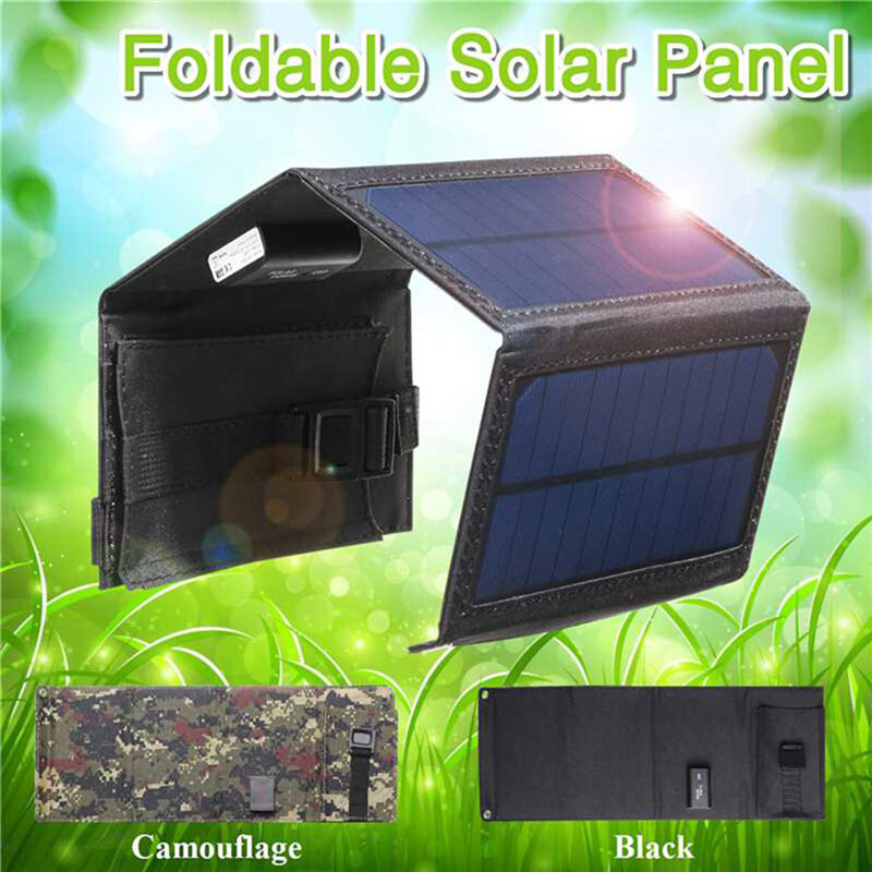USB 80W Solar Panel Folding Power Bank Outdoor Camping Hiking Phone Charger