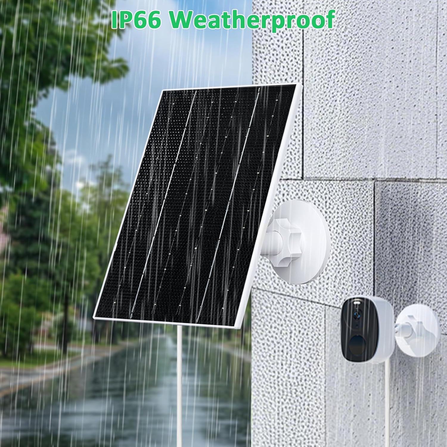 4W Solar Panel for Security Camera, Type-C/Micro USB Solar Charger for Rechargea