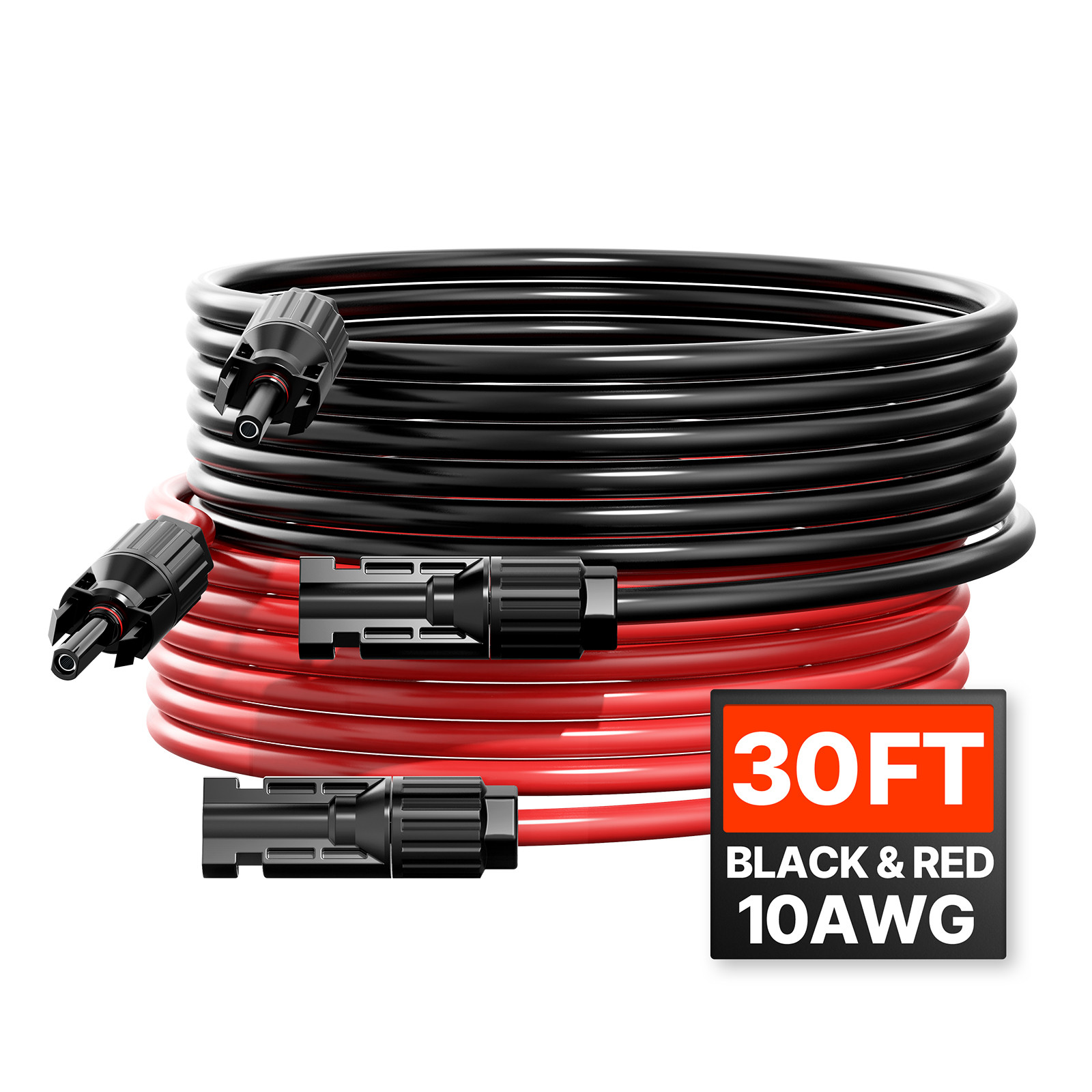 30FT Solar Panel Extension Wire with Female & Male Connectors 10AWG 1 Pair