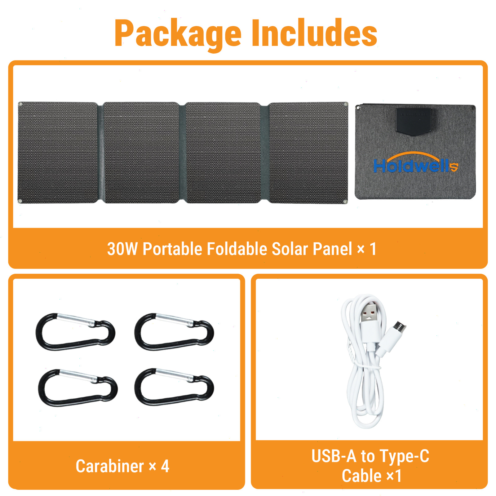 N-Type 16BB 30W Portable Solar Panel, Foldable High-Efficiency Solar Charger