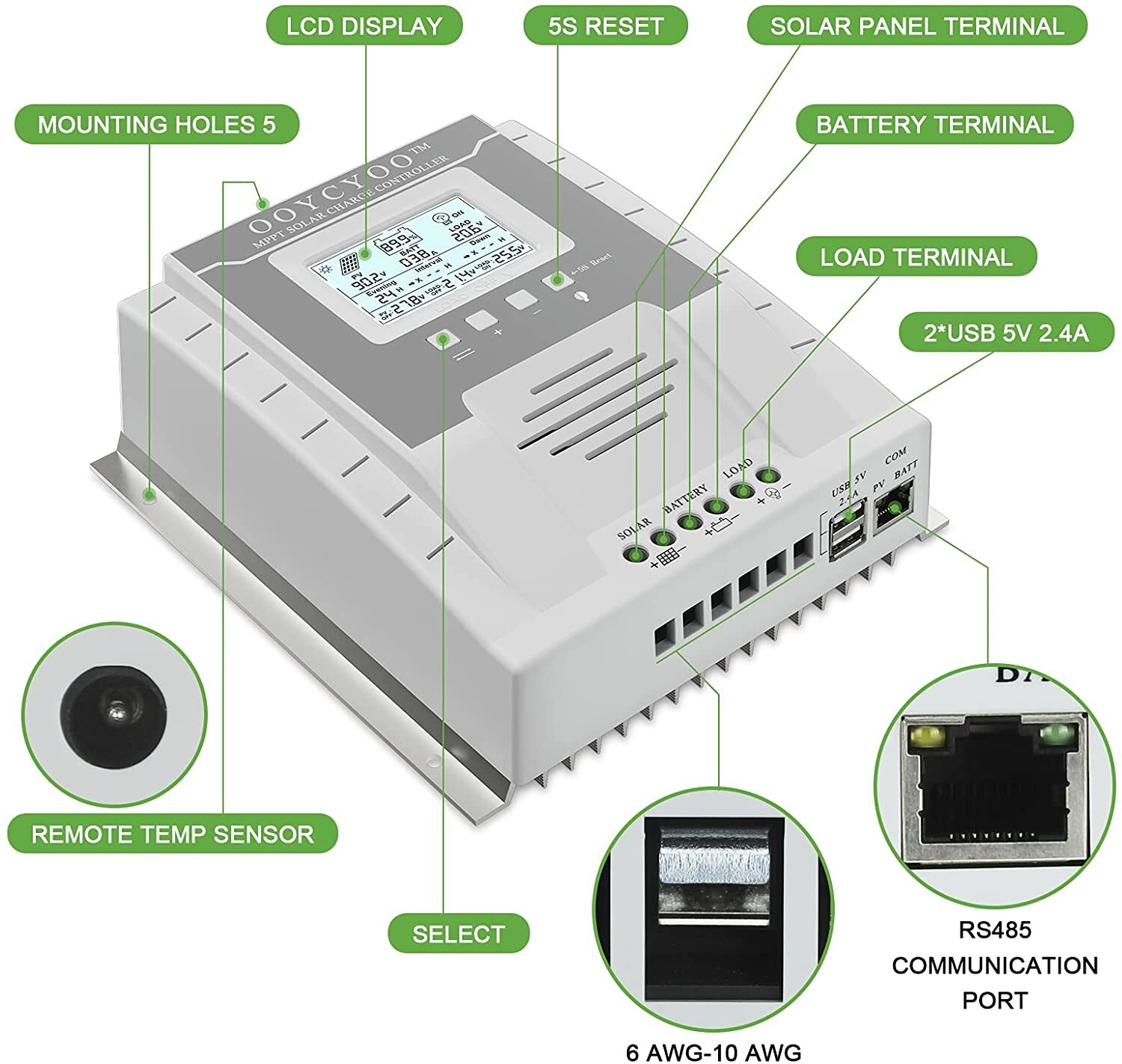 40A-100A MPPT Solar Charge Controller Regulator 12V/24V Lithium Lifepo4 Battery.