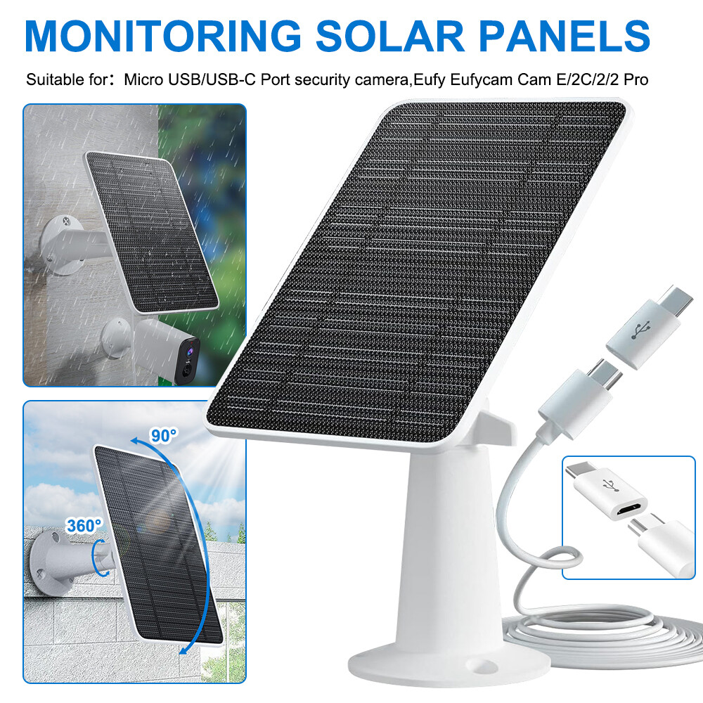 4W Solar Panel USB Power for Outdoor CCTV Security Camera Ring Battery Charger