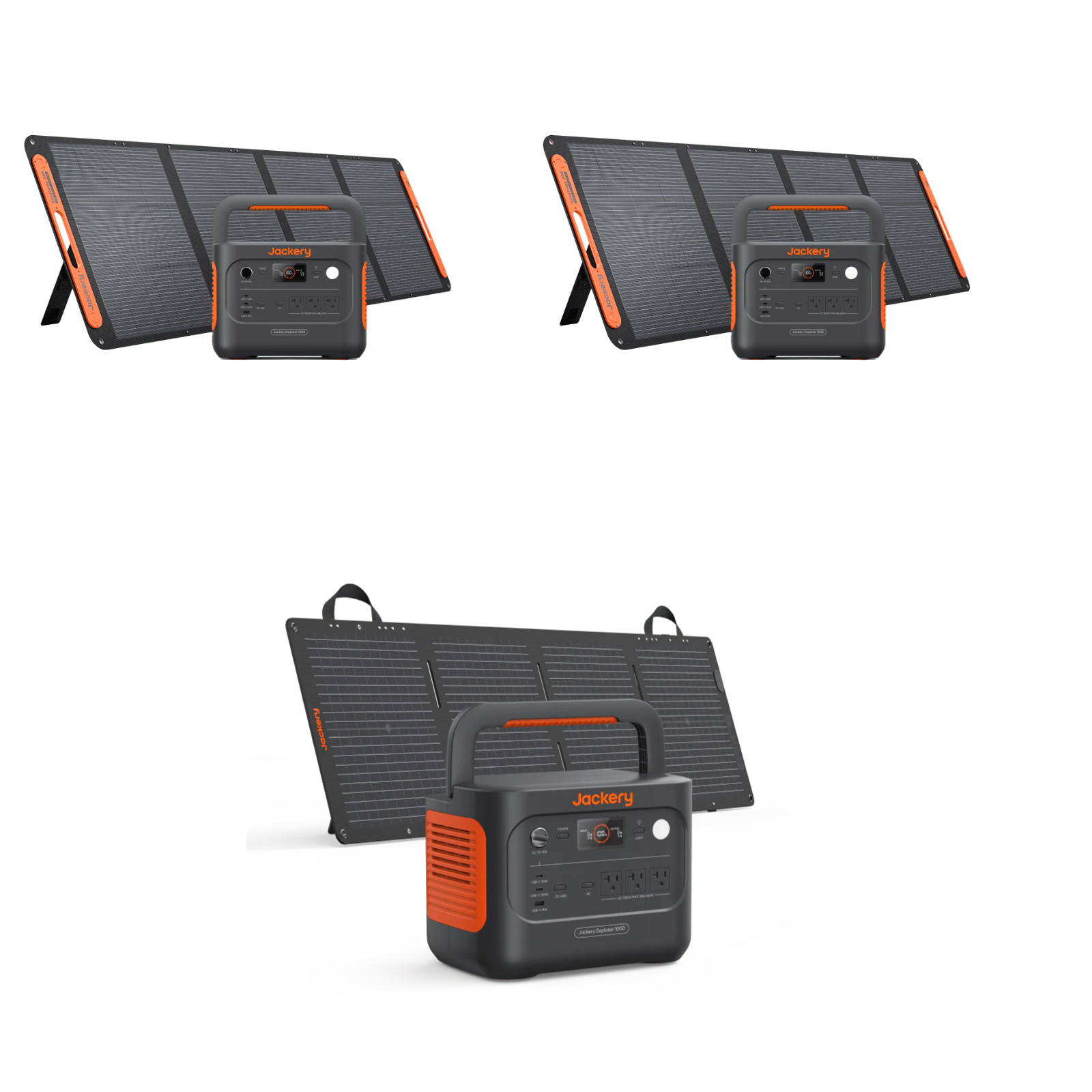 Qty 3 Jackery E1000V2 Power Station + Qty 2 200W Solar Panels + 100W Solar Panel