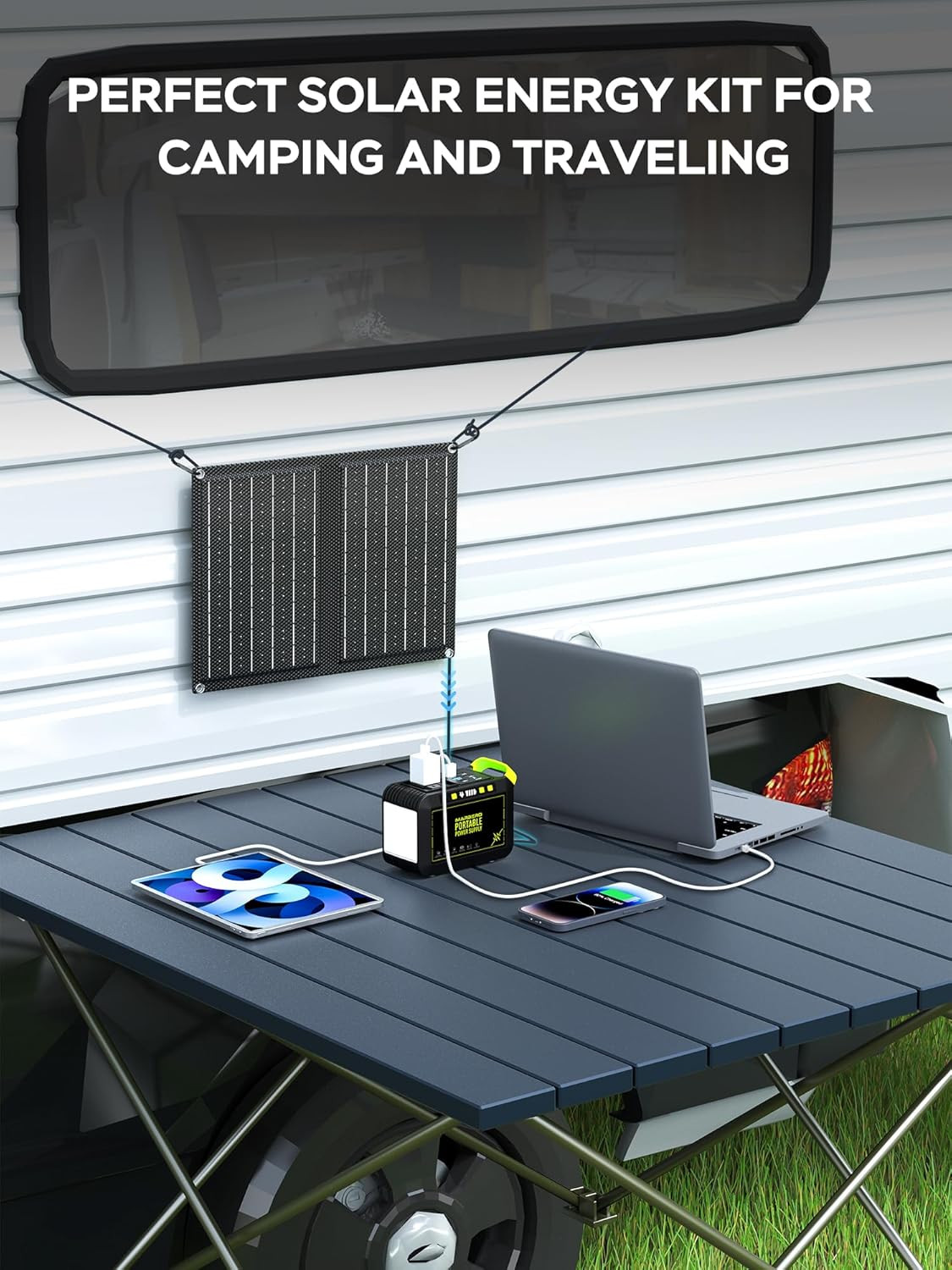 88.8Wh Solar Generator with 21W Panel, Portable Power Station for Camping Hiking
