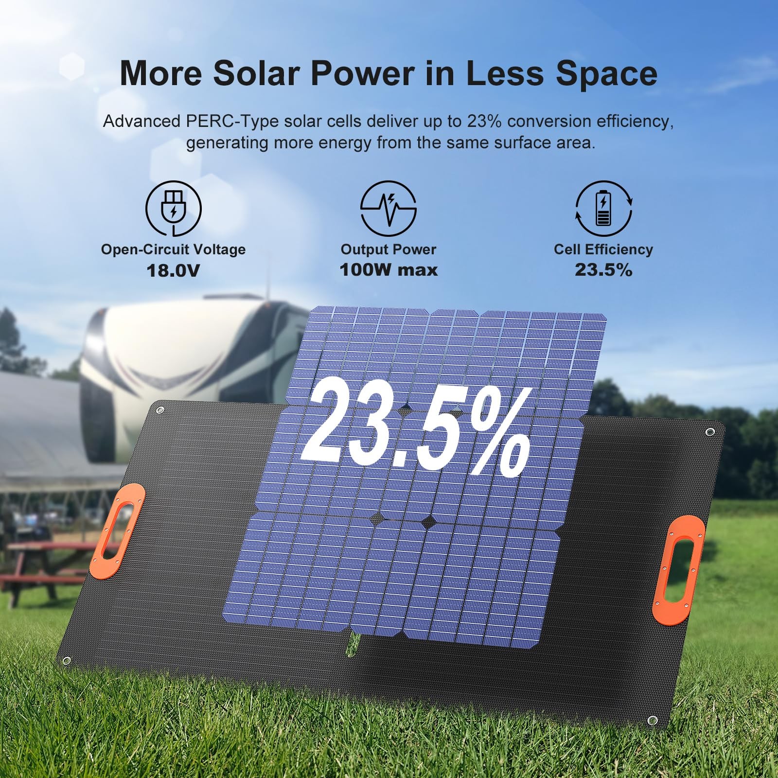 Solarapex 100W Portable Solar Panel, IP67 Waterproof ETFE OnePiece Lamination…