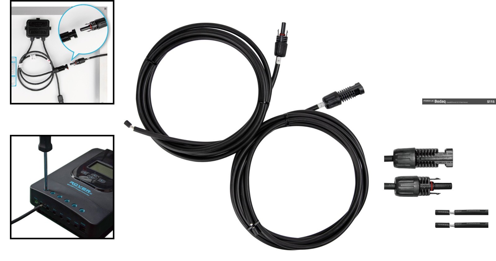 10FT Black Solar Adaptor Wire – Waterproof & UV Resistant for Charge Controllers