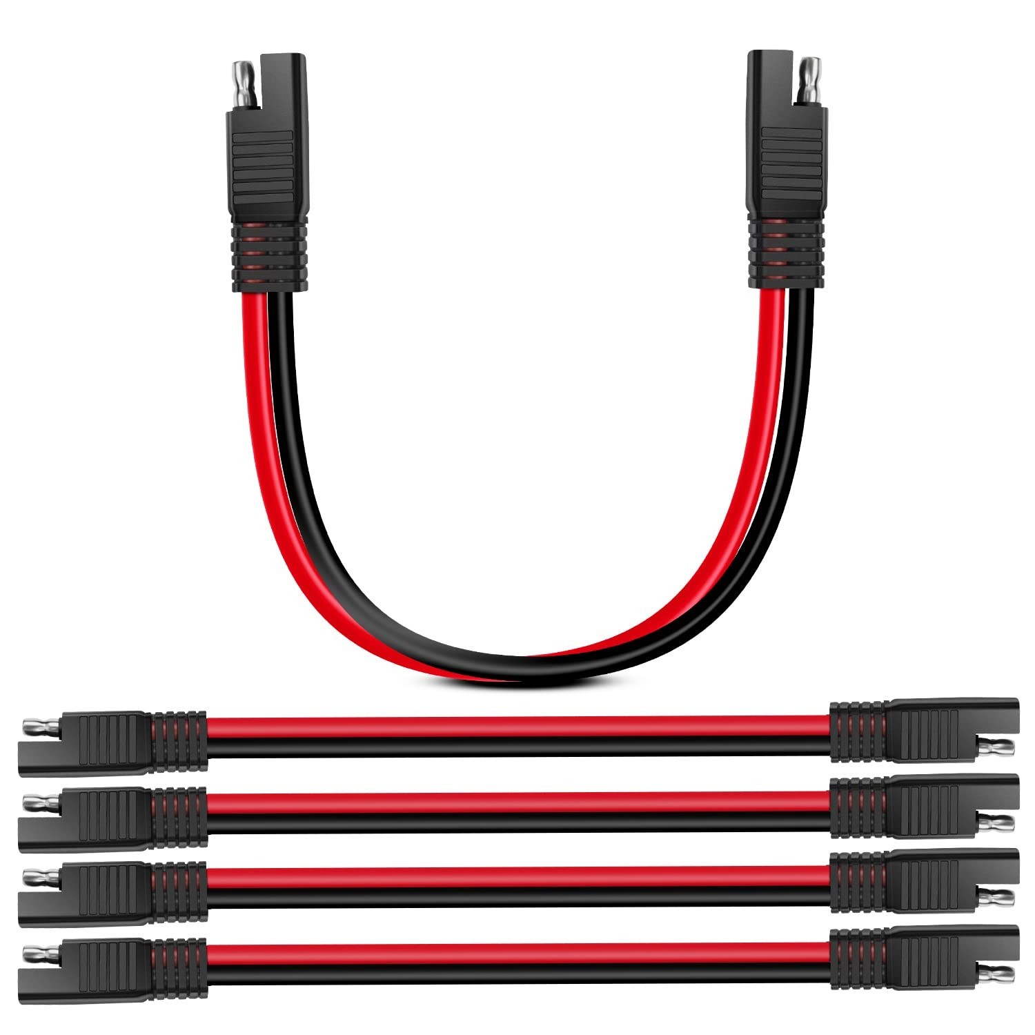 5 Pack of 10 AWG SAE Connectors – 12 Inch Extension for Solar and Automotive