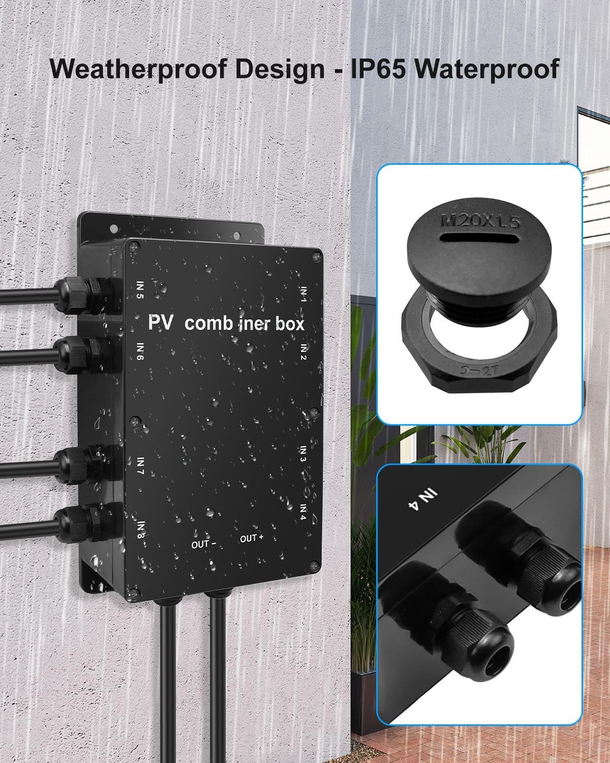 Weatherproof Solar Panel Combiner Box, 8-in-1 Connection for RV & Off-Grid Syste