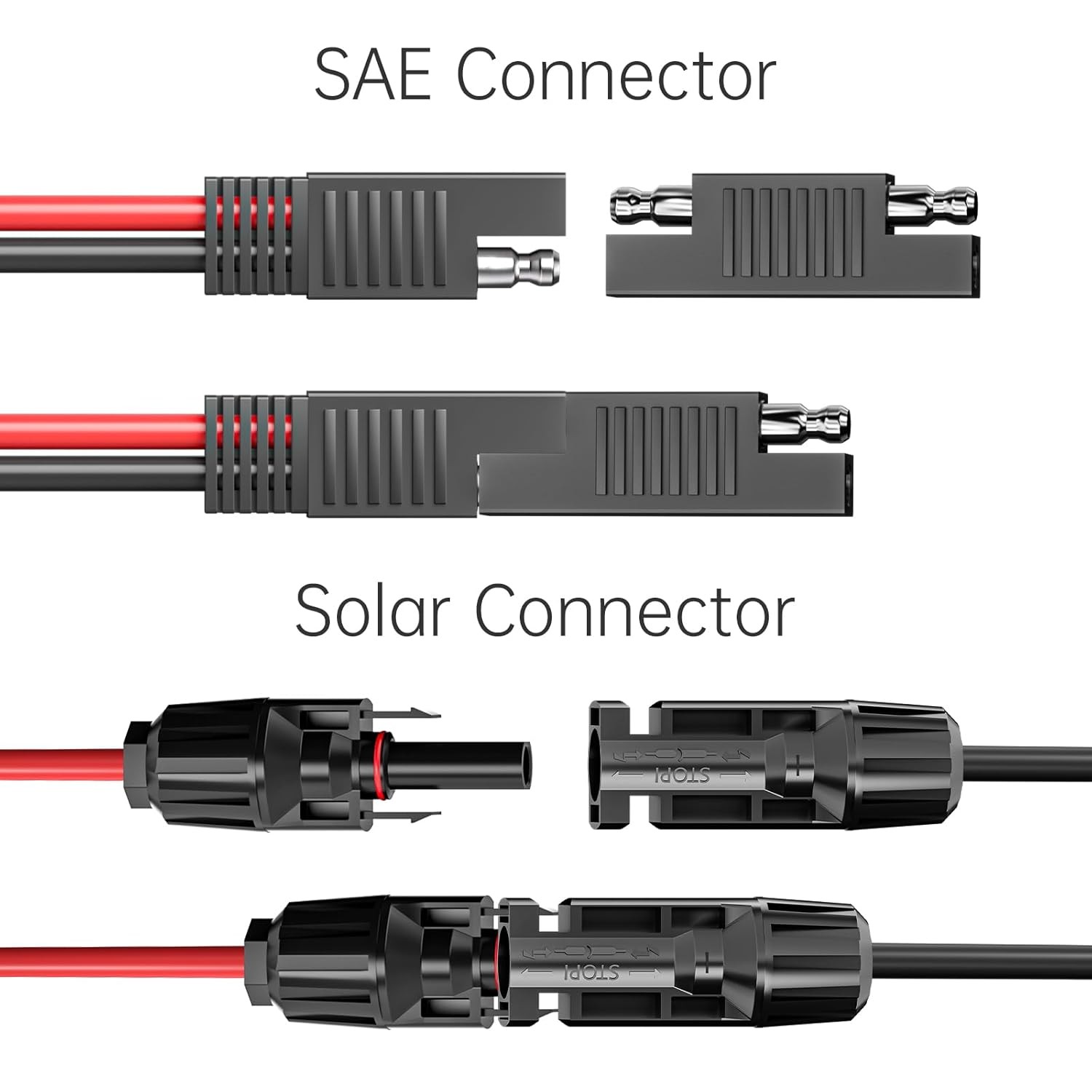 Goupchn Solar Panel SAE Adapter Cable 10AWG PV Wire with Polarity Reverse Plugs