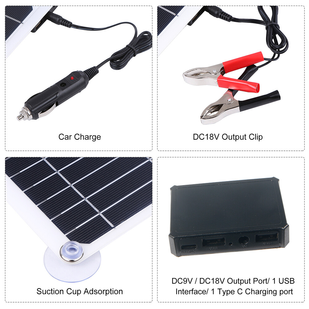 25W Solar Panel Kit 12V 30A/60A Battery Charger Controller Caravan Boat Outdoor