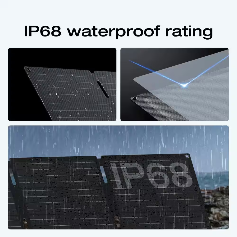 60-Watt Topcon Portable Solar Panel up to 25% Conversion Rate, IP68, Ideal Solar