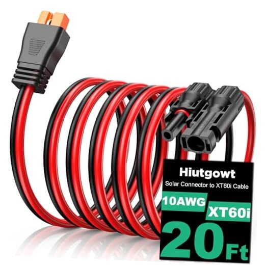 10AWG XT60i Solar Cable 20FT, Solar to XT60i Cable 3 10 15 25 30 Red&Black 20