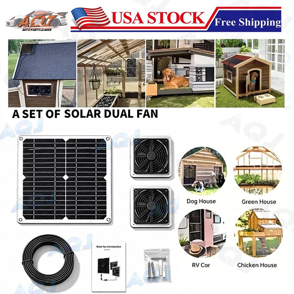 20W Solar Panel Fan Kit 30W For Chicken Coops, Greenhouses,Shed Cooling Down
