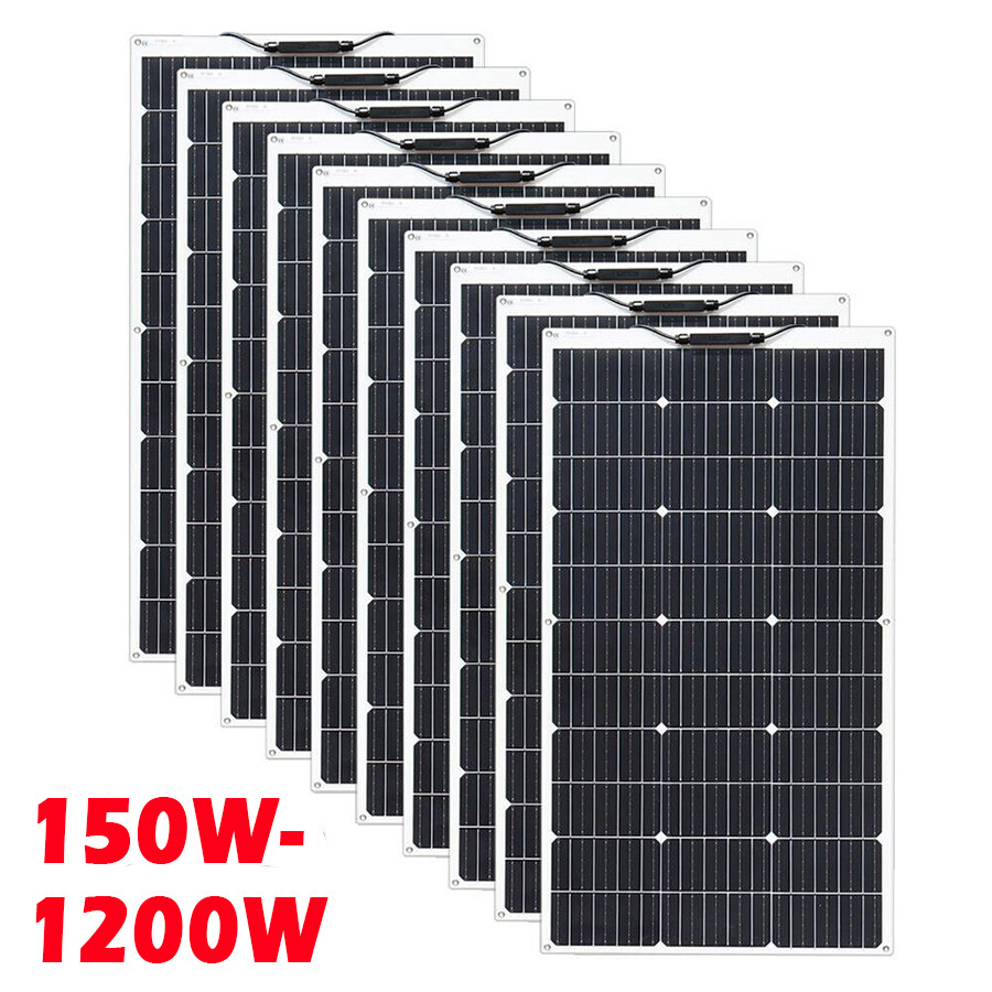 150W-1200W 12V Portable Flexible Solar Panel Car RV Camper backup Powerstation