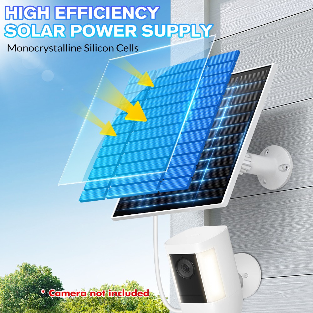 Solar Panel for Ring Spotlight Camera/Stick Up Cam Battery Charger 5W 5V Output​