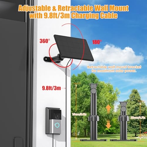 Solar Panel Charger for Ring Video Doorbell 3/3+/4, Battery Doorbell Plus/Pro