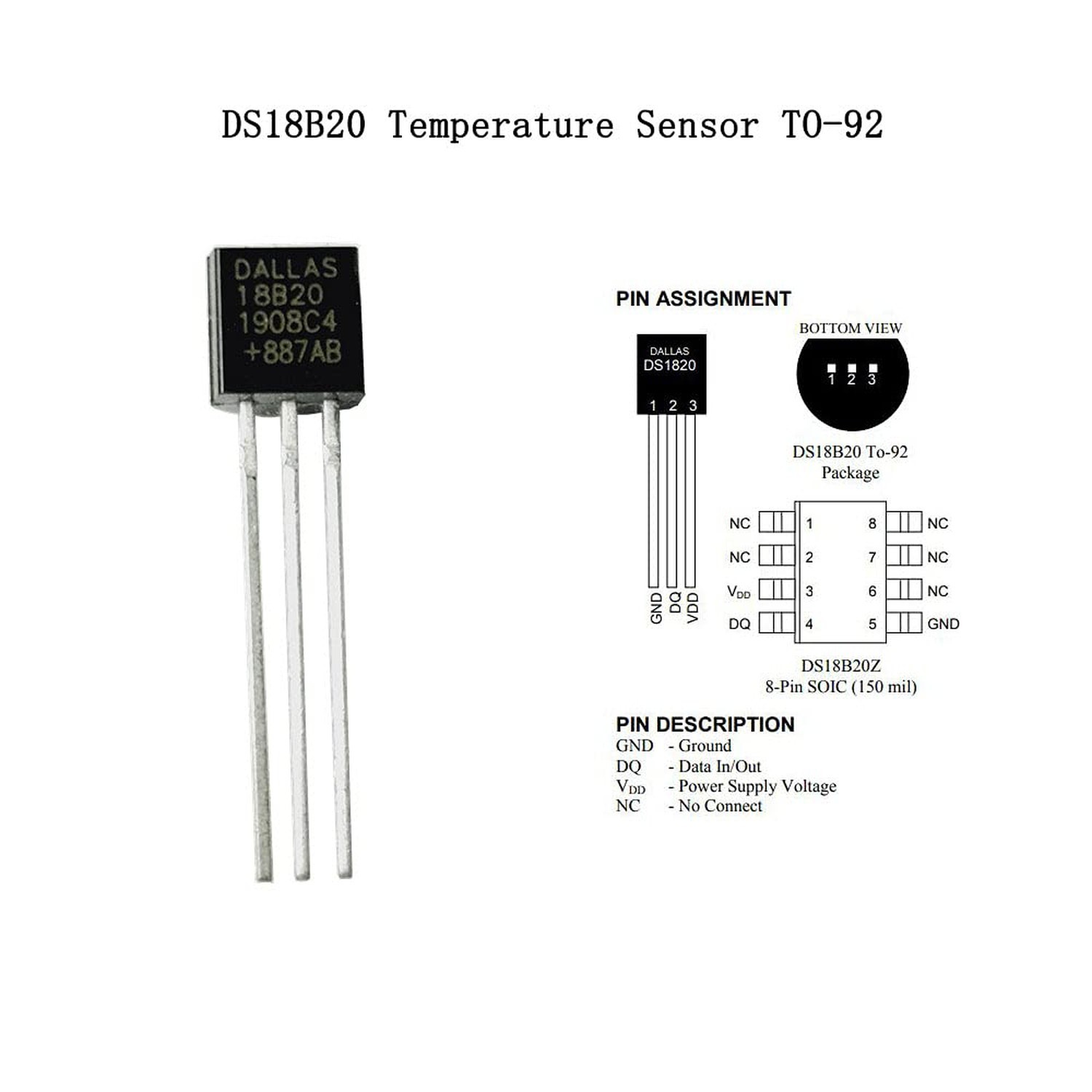 2 Pack Temperature Sensor Module Kit with Waterproof Stainless Steel Probe, T…