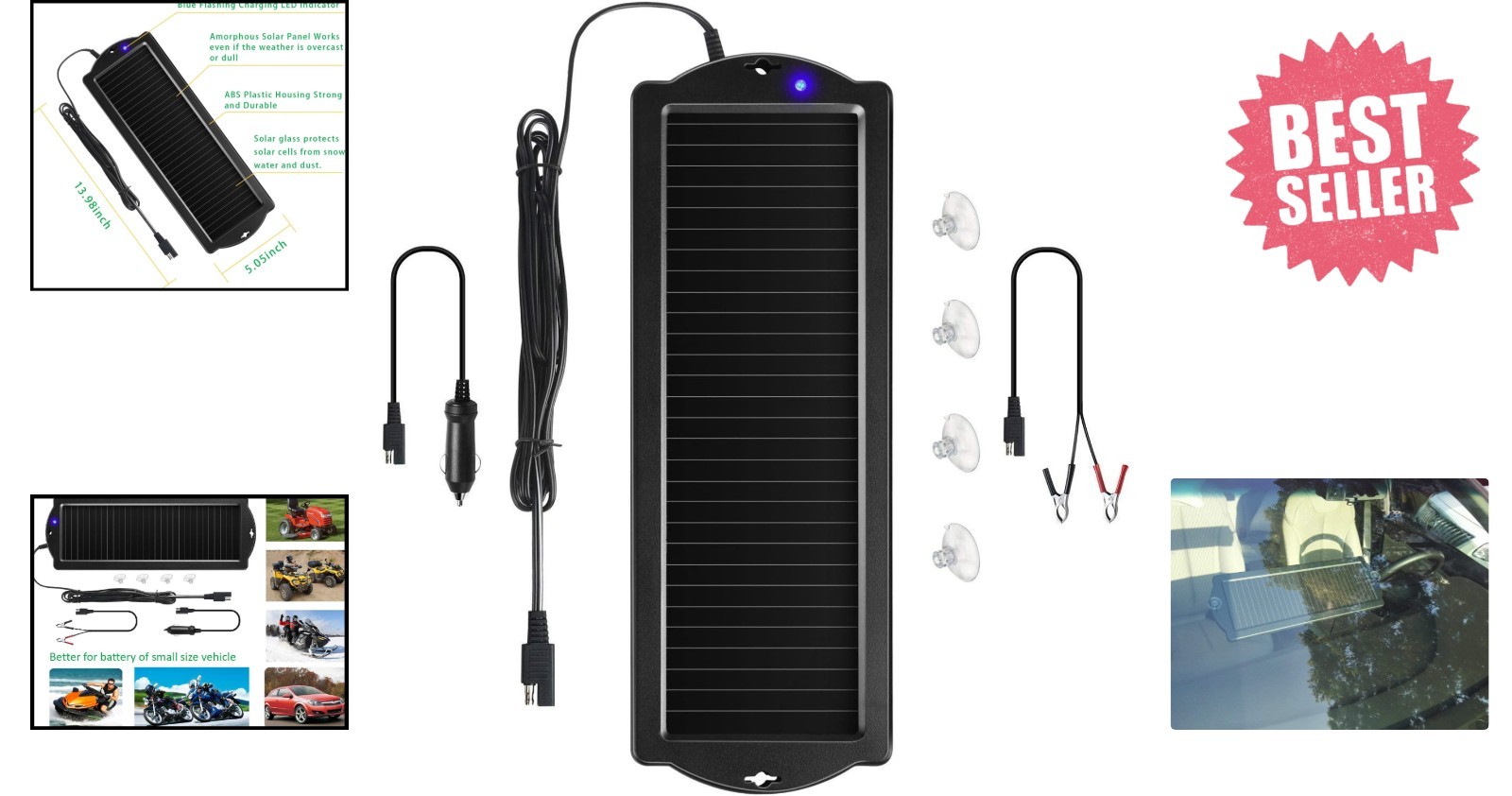 High Efficiency 12V Solar Charger with Compact Design for Optimal Battery Care