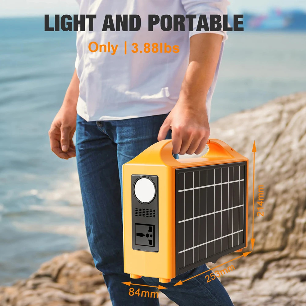 JSDsolar 100W Portable Power Station LiFePO4 Solar Generator AC 110V/220V UPS