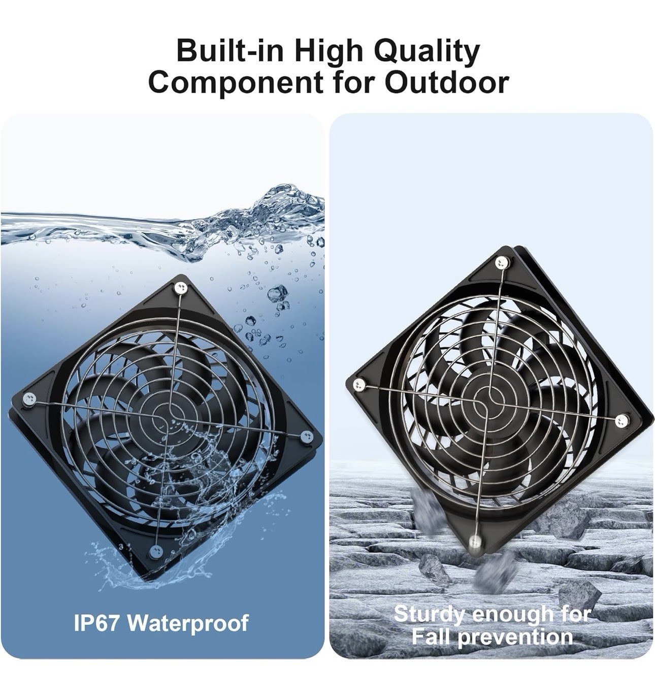 Solar Powered Fan, 30W Solar Fan with Two IPX7 Waterproof Fans for Outside