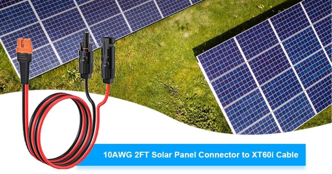 10AWG 2FT Solar Connector to XT60i Adapter Cable for Portable Power Station 60cm
