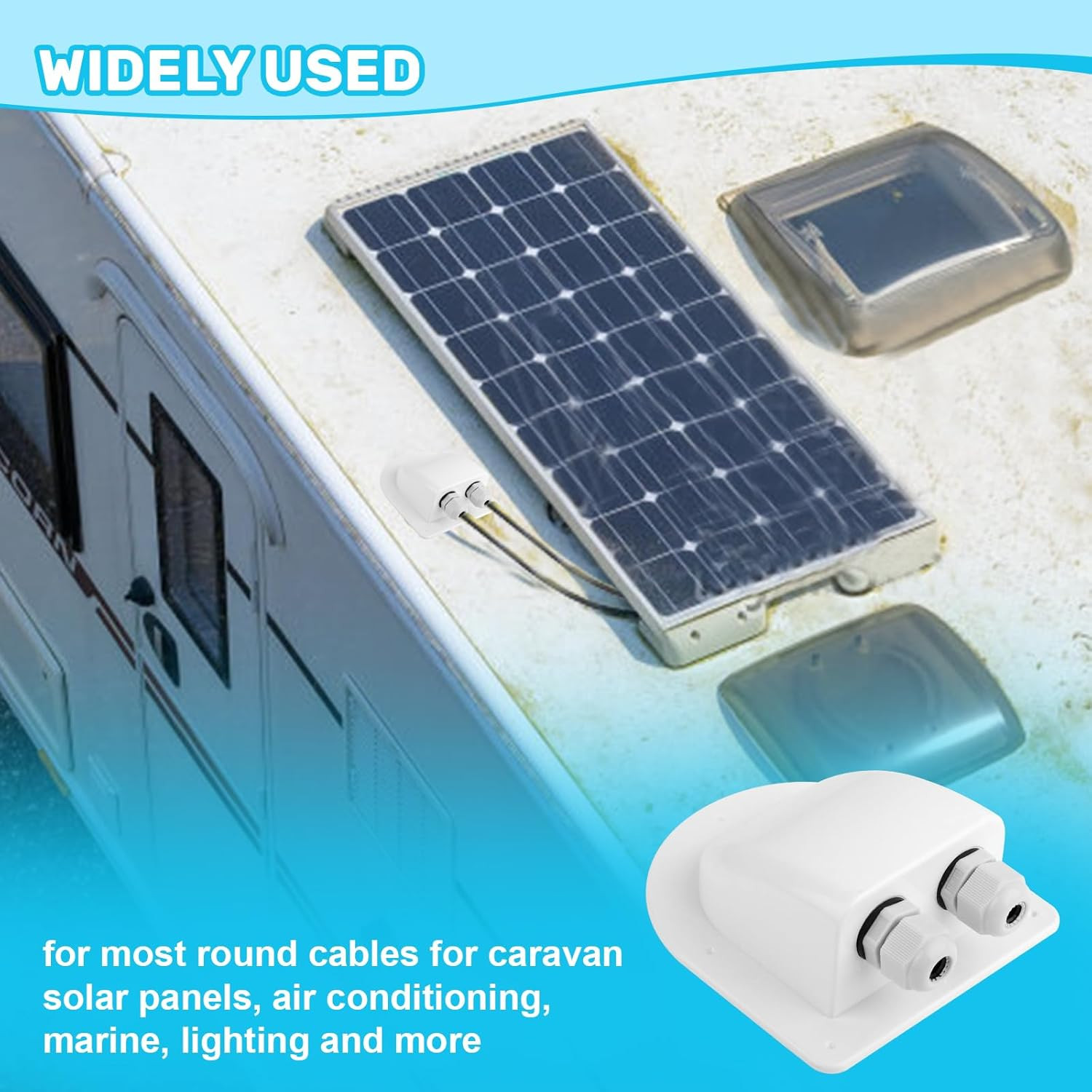 Waterproof ABS Solar Dual Cable Introduction Gland Box, Suitable for Double Cabl