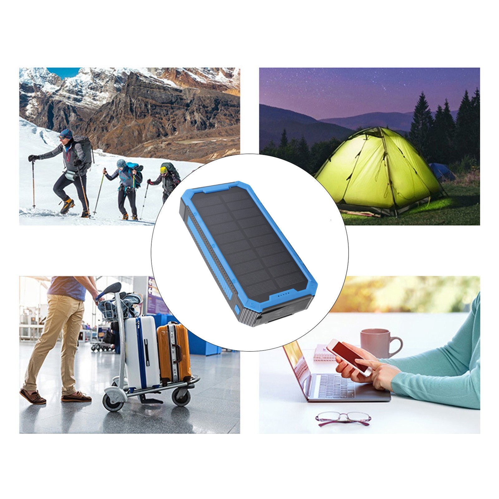 Solar Power Bank Waterproof wireless 36800mAh Fastest Charger 4USB Charging Port