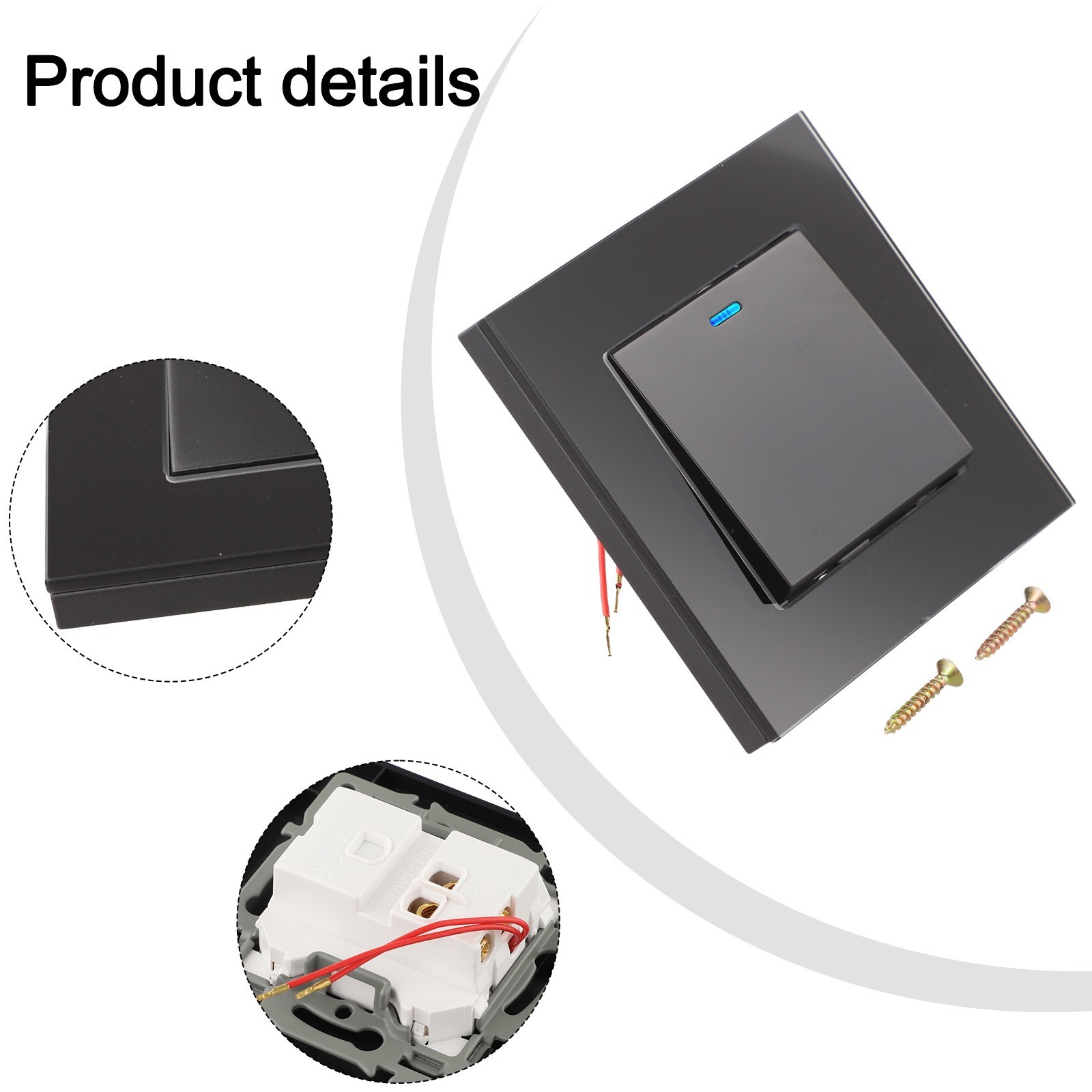 Contemporary Design Rocker Switch Tempered Glass Material European Standard