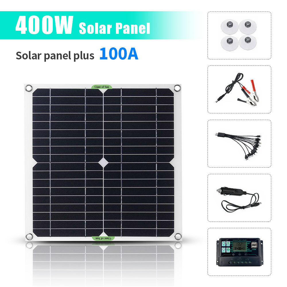 Solar Panel Kit Folding Power Bank USB Outdoor Camping Hiking Phone Charger US