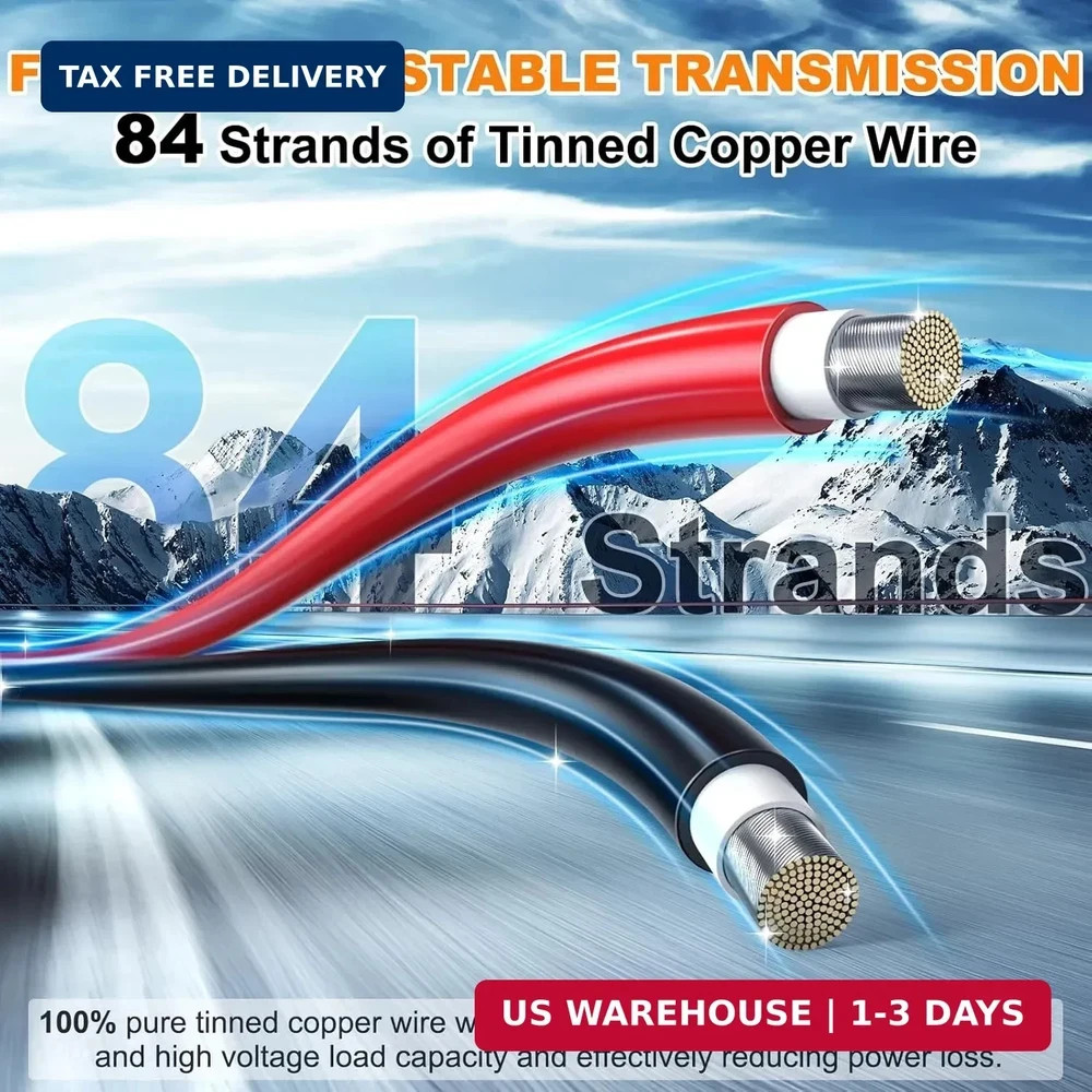Oududianzi 2×100 Feet Solar Panel Wire, 10AWG Solar Wire Tinned Copper PV Cable