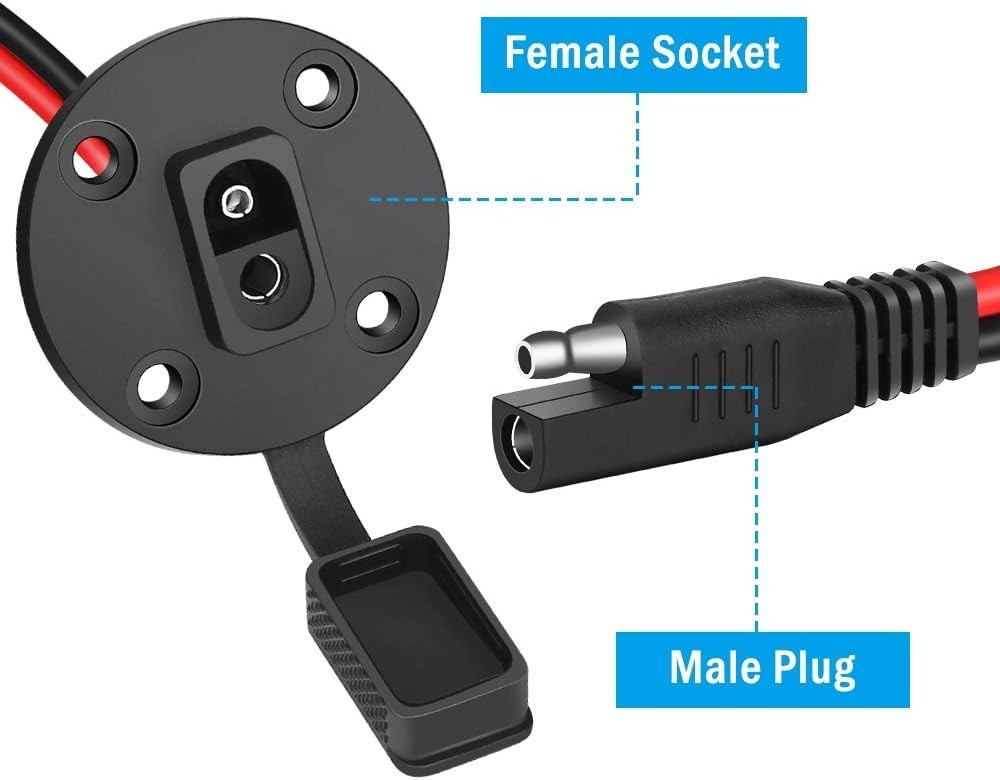 Durable SAE Plug Adapter Cable with Waterproof Cap – 2 Pack for Versatile Use