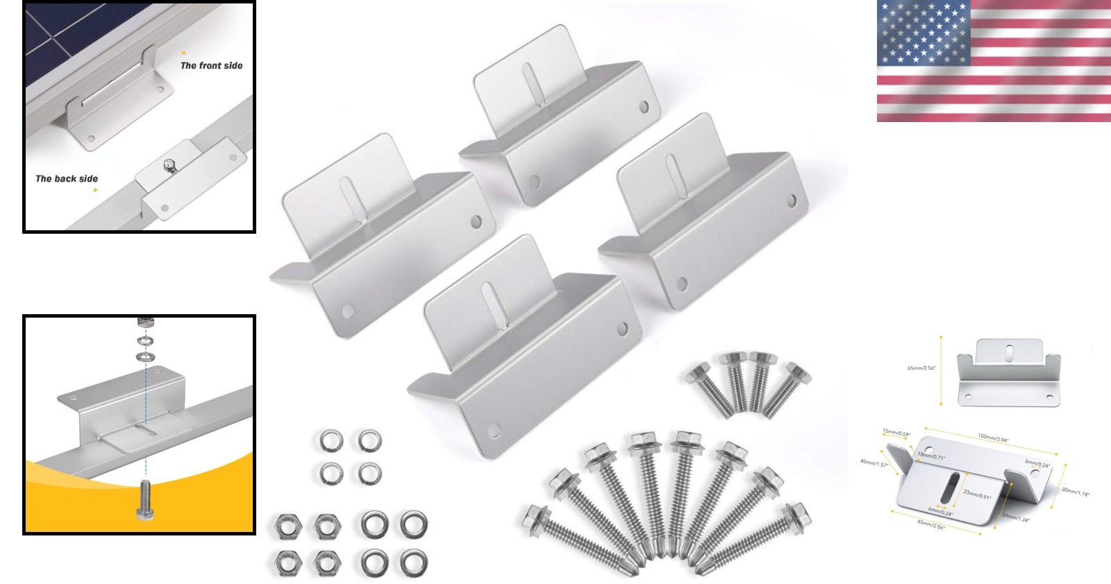 Set of 4 Lightweight Z Brackets – Ideal for Solar Panels on Irregular Surfaces