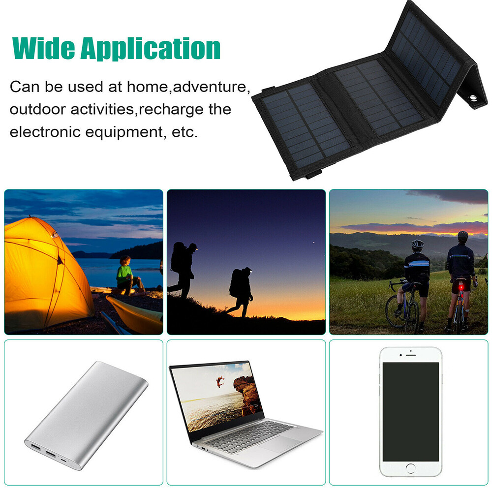 80W Solar Panel Kit USB 12V Battery Charger Folding Portable Power Bank IP65 US