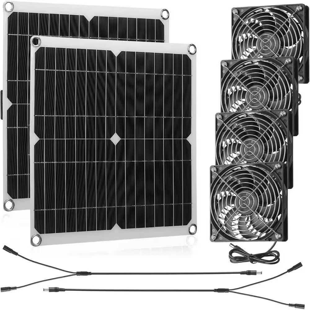 20W 16V Solar Panel Exhaust Fan Kit USB Portable Solar Powered Fan for Greenhous