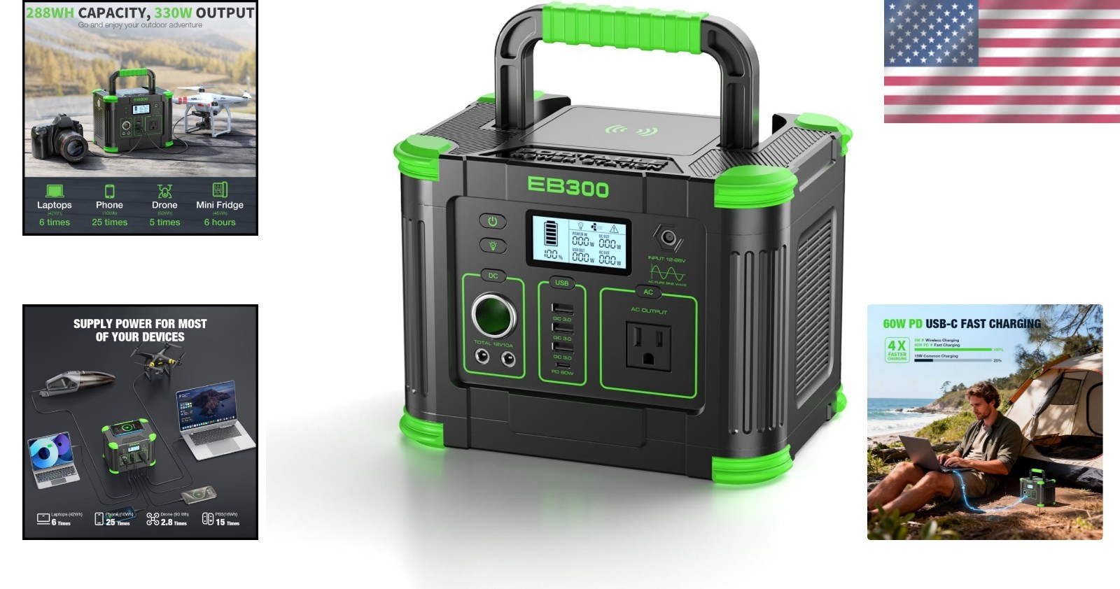 Versatile 330W Portable Power Station – Multi-Port Design for All Adventures