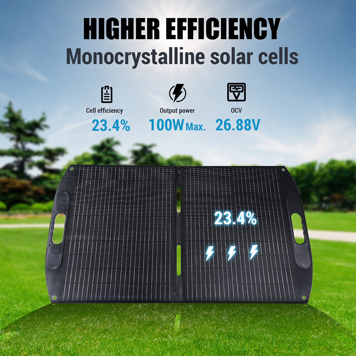 Foldable Solar Panel 100W ETFE Solar Panel Kit For Power Station RV Outdoor Camp