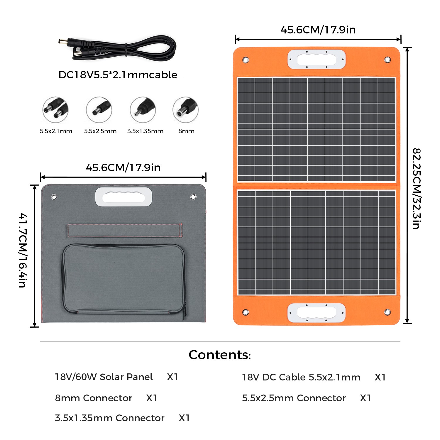 Flashfish 60W Foldable Solar Panels with 18W USB and 18V DC for Outdoor Camping