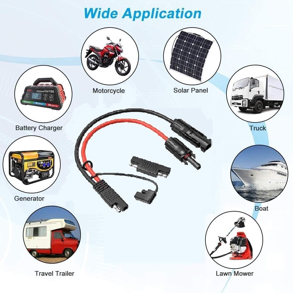 Solar Panel to SAE Adapter With MC4 Connector Extension Cable 10AWG for Easy …