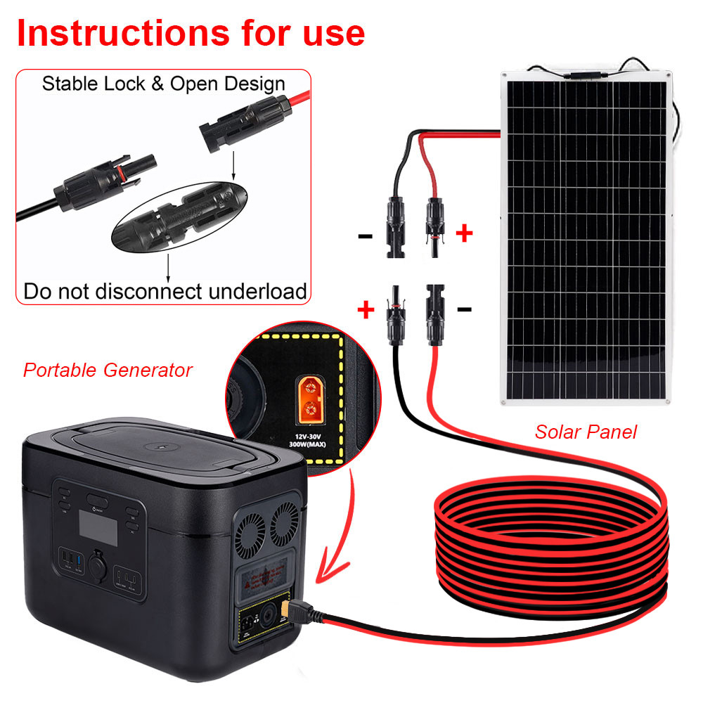 10 Ft XT60 Female to Solar Connector Extension Cable Wire for Solar Generator